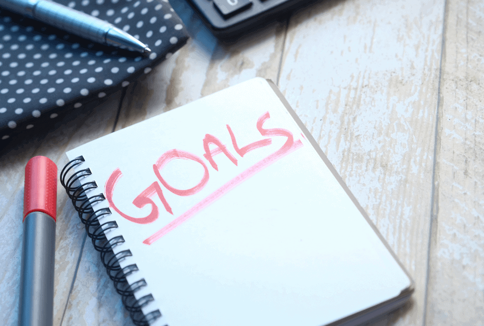 picture of notebook with goals