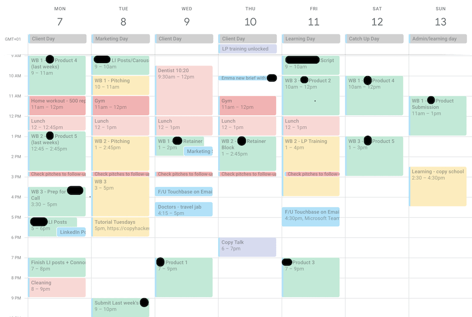 over crowded time blocked calendar 