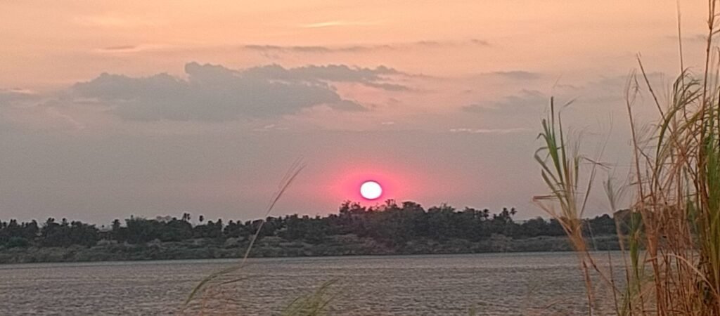 Soft pink skies signaling the end of another day in paradise.