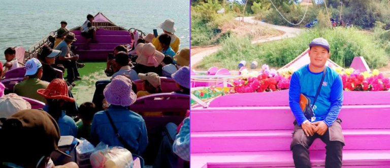 My boat full of tourists. While others criticized the color, the customers loved it.