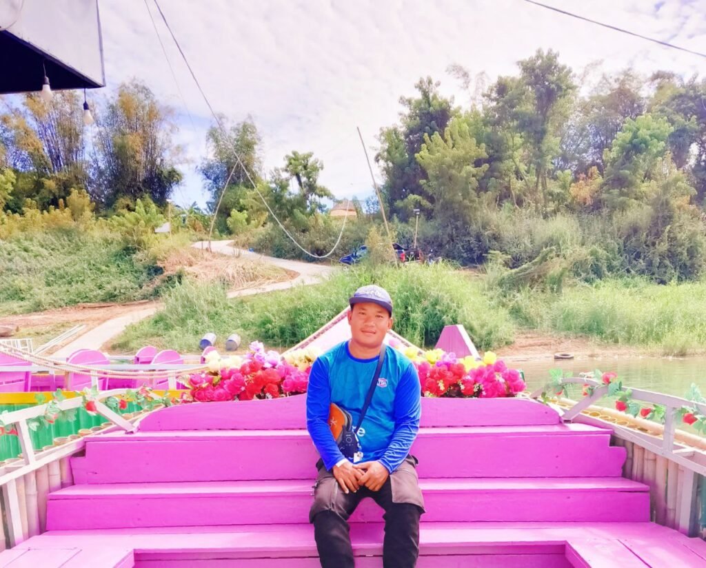 The finished boat with flowers and decorations. I stuck to my vision despite the negative comments.